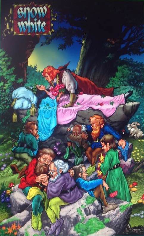 "Snow White" art by Mario Capaldi, coloured by John Michael Burns, for Blue Moon magazine