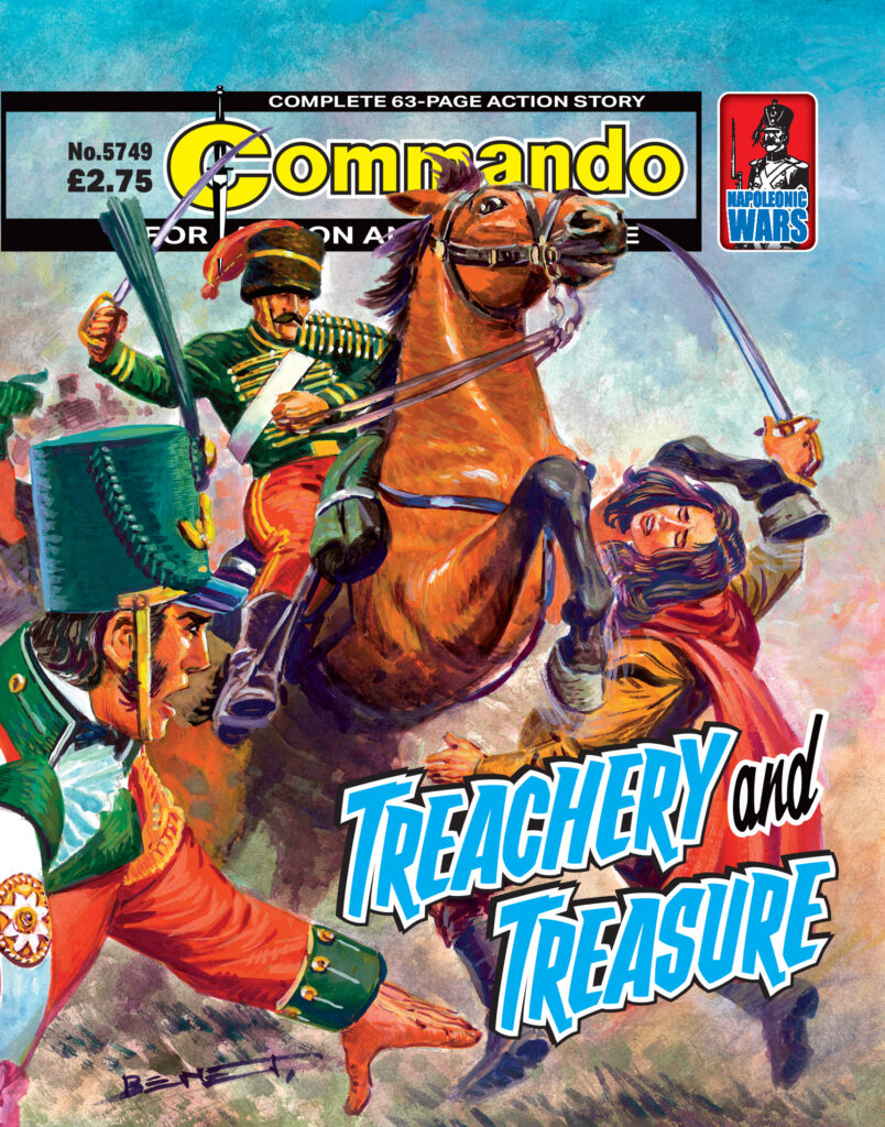 Commando 5749: Action and Adventure: Treachery and Treasure
Story: Andrew Knighton | Art: Manuel Benet | Cover: Manuel Benet