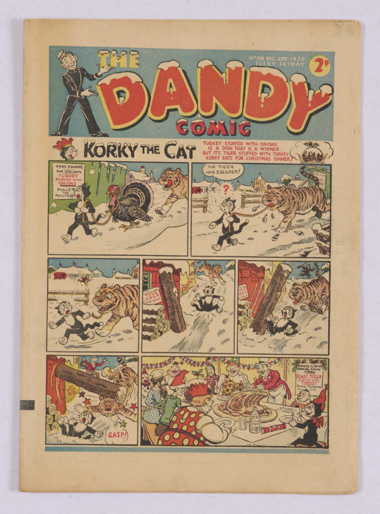 The Dandy No 108, cover dated 23rd December 1939. Propaganda Christmas issue, with second appearance of "Adie & Hermy, the Nasty Nazis"