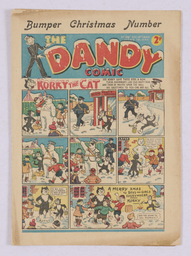 The Dandy 159, cover dated 14th December 1940. A bumper Christmas Number with Hitler snowman front cover