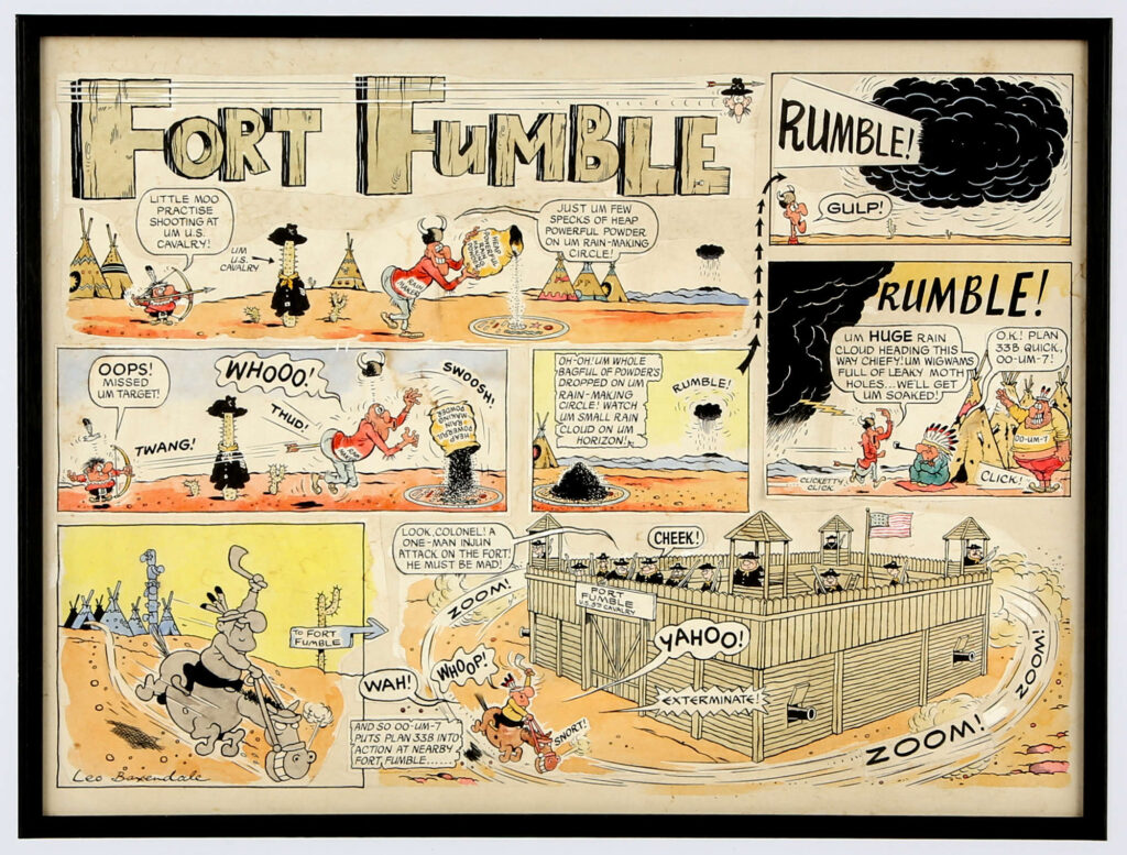 “Fort Fumble” by Leo Baxendale, possibly a strip for his Supercomic project, auctioned by Ewbanks in May 2024
