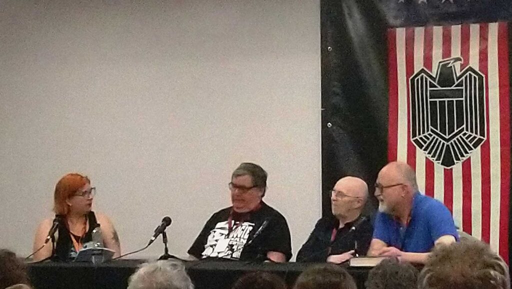 Lawless 2024 - Judge Death and Friends panel
John Wagner, Mick McMahon and Brian Bolland. The panel was hosted by Stacey Dutton-Whittle