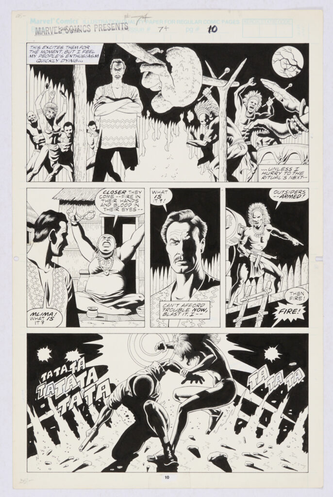 Marvel Comics Presents #74 "Shanna" original artwork by Paul Gulacy (1991). Indian ink on card. 17 x 11 ins