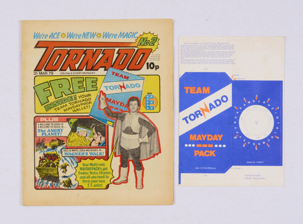 Tornado 2 (1979) With Free Gift, Team Tornado Mayday Pack. Dave Gibbons on the cover as superhero "Big E"
