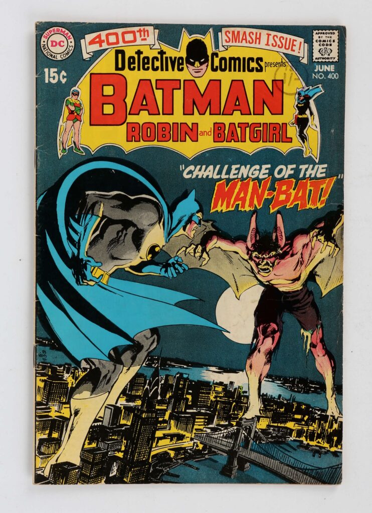 Detective Comics No. 400 featuring the first appearance of Man Bat (1970 onwards). Story by Frank Robbins, interior art and cover by Neal Adams, inks by Dick Giordano