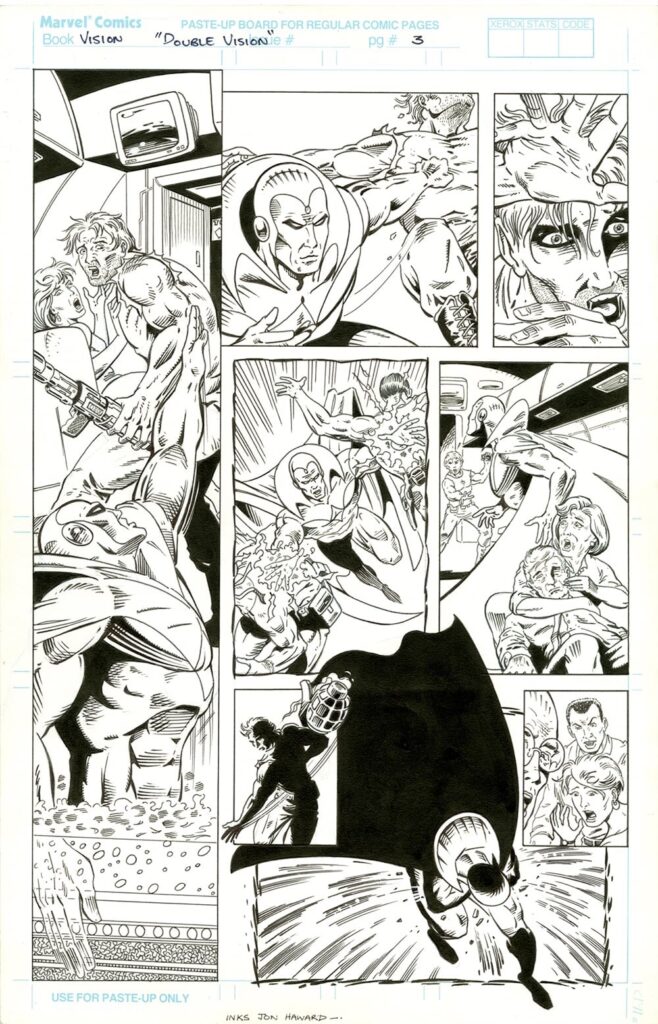 Avengers sample artwork from the early 1990s, pencilled by Tim Perkins, inked by Jon Haward