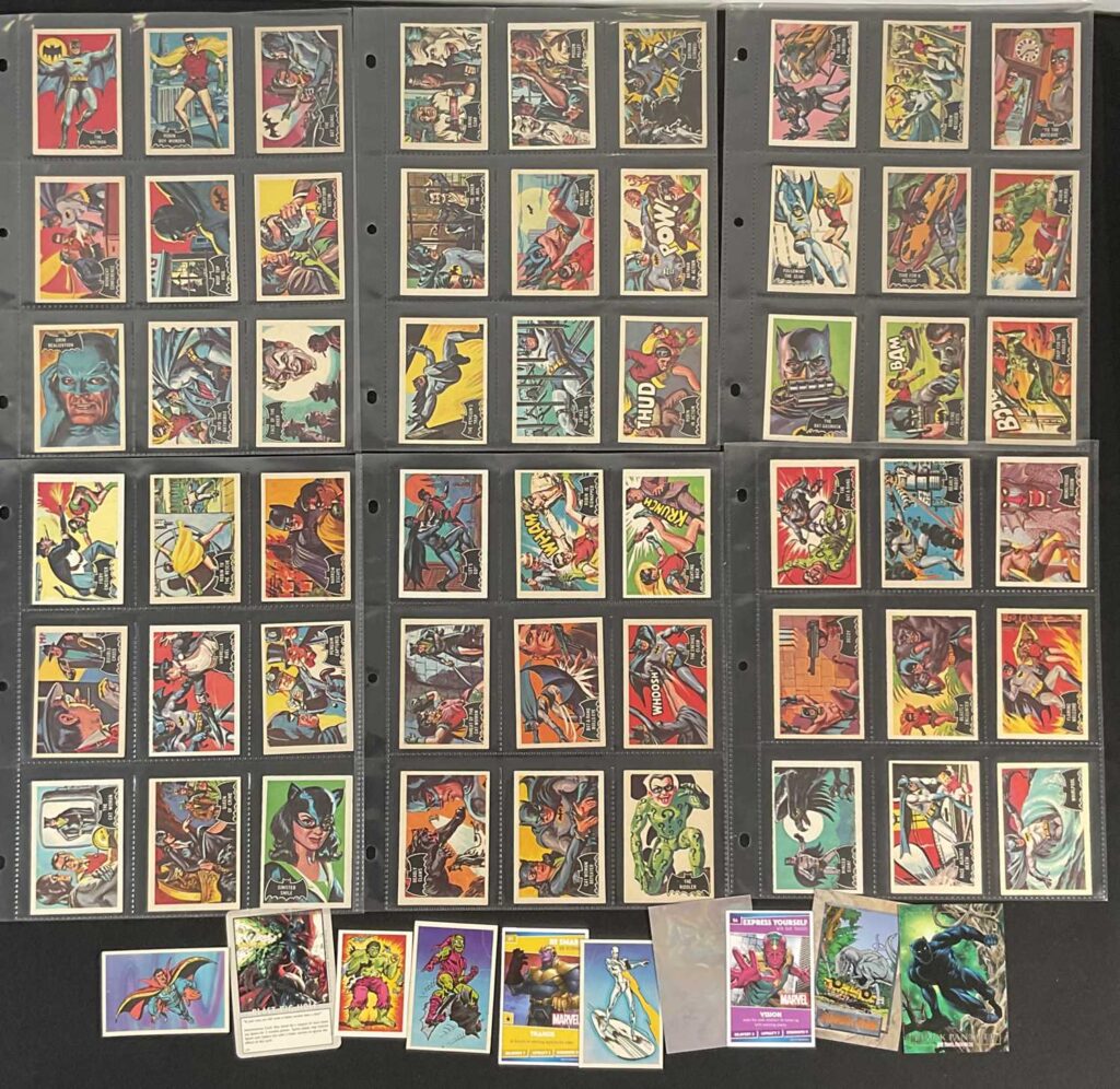 BATMAN (1966) National Periodical Publications trading cards #1-54, together with a handful of other superhero trading cards