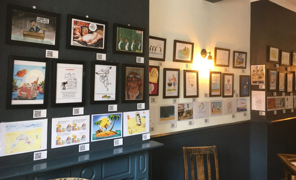 Summer Lovin' cartoonists  exhibition at the Duke of Greenwich, June - July 2024. Photo: Mark ‘Chicane’ Winter