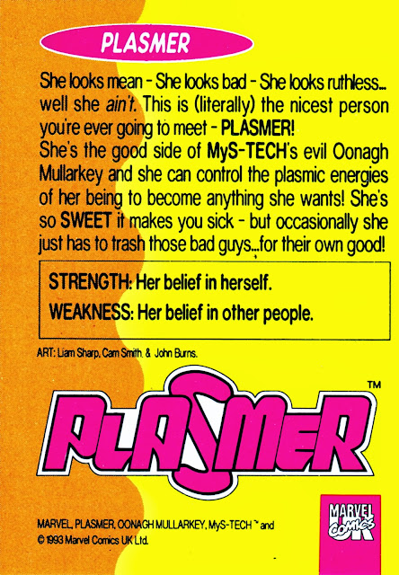 Plasmer - Marvel UK Trading Card, given away with Plasmer #1, November 1993