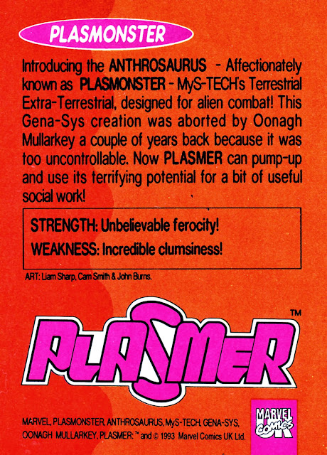 Plasmonster - Marvel UK Trading Card, given away with Plasmer #1, November 1993