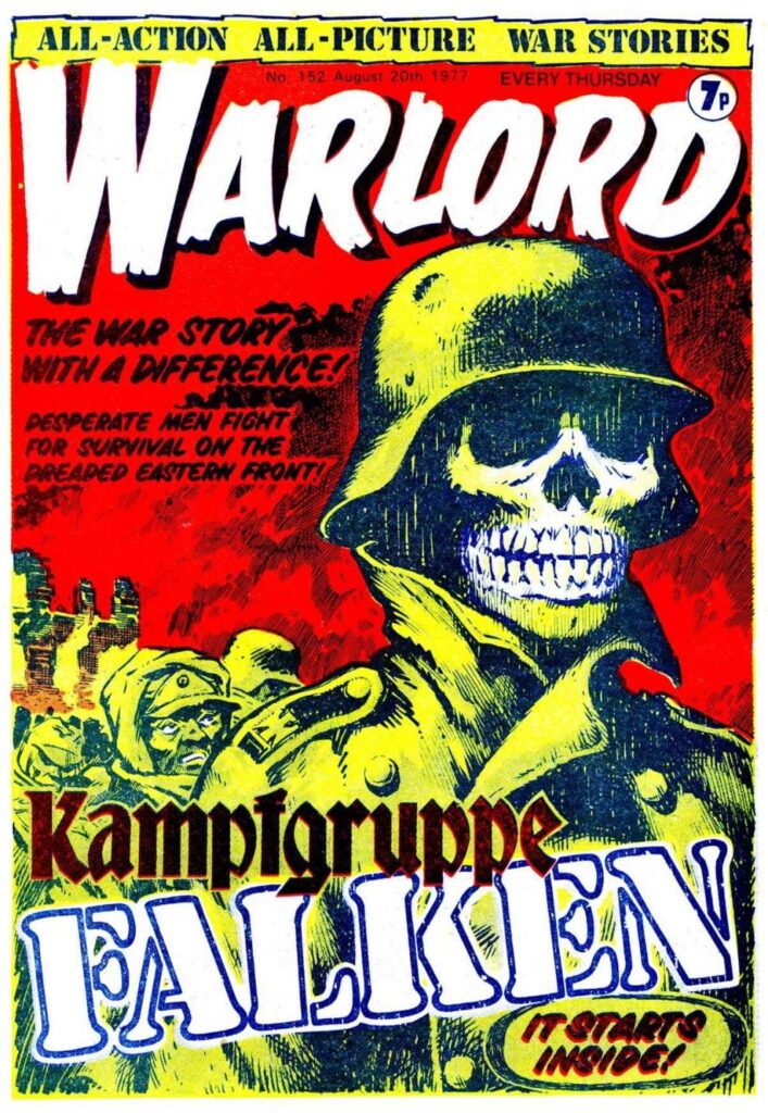 “Kampfgruppe Falken”, written by Alan Hemus with art by Luis Collado Coch, made its debut in DC Thomson’s weekly war comic, Warlord, in Issue 152, cover dated 20th August 1977