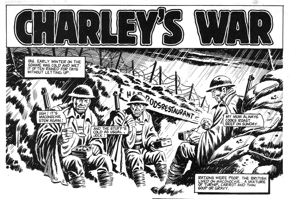The opening panel of "Charley's War" for the Battle Action Holiday Special 1981, writer unknown, art by Ron Turner