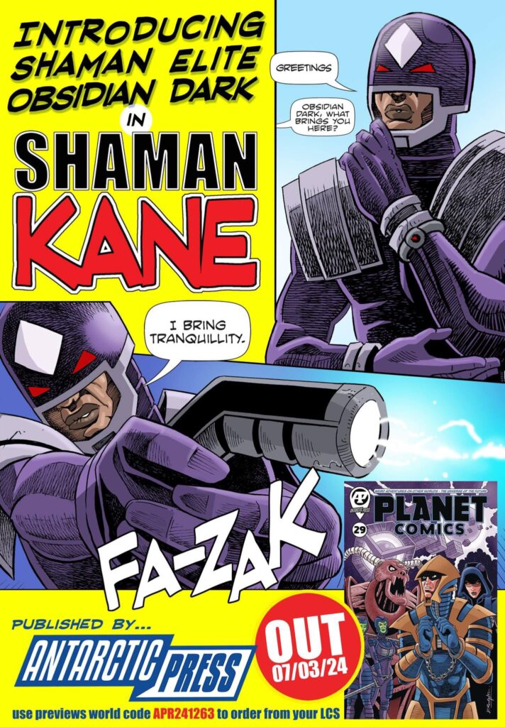 Planet Comics #29 - Shaman Kane cover by David Broughton (Antarctic Press, 2024) - Promo
