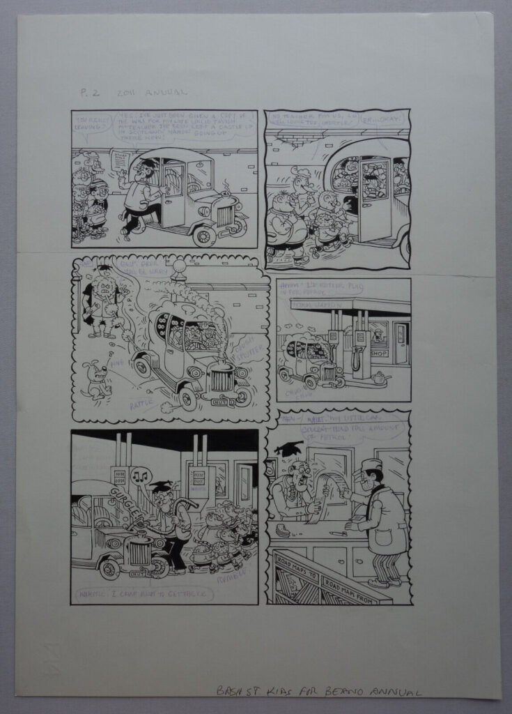 "The Bash Street Kids" original comic art for the Beano Book 2011, drawn by the late, great David Sutherland who drew the strip from 1962 (taking over from Leo Baxendale) until he passed away, approximately 18 months ago