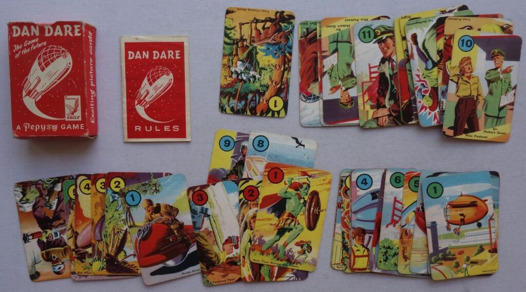 This original, complete edition of the Dan Dare Picture Card Game was produced by Pepys in the 1950s. It was reissued, briefly, in 2009