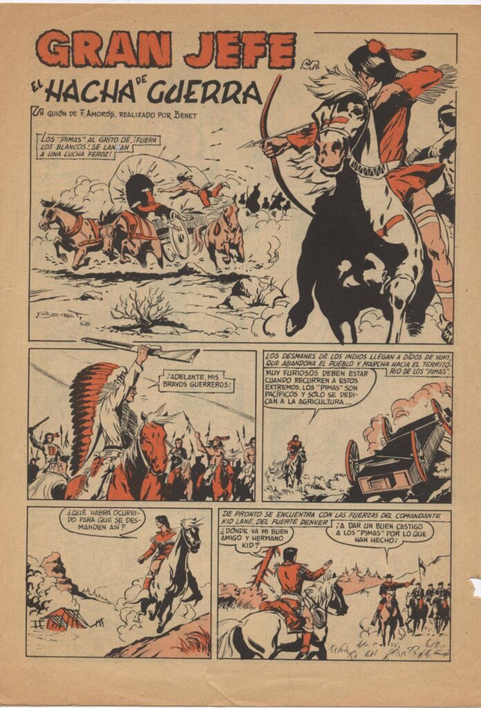 The first episode of "Gran Jefe" for  Roberto Alcázar y Pedrín, issue cover dated 15th February 1969, art by Manuel Benet
