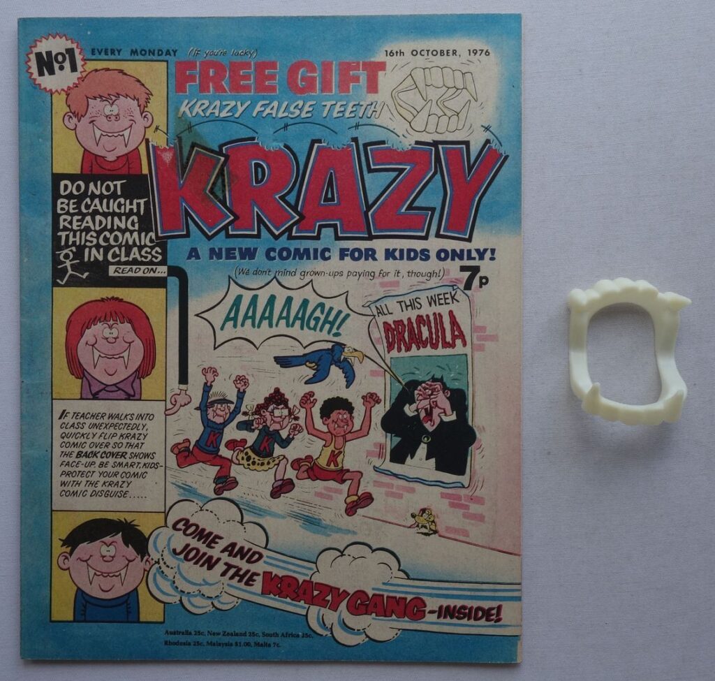 Krazy No. 1, cover dated 16th October 1976 With Free Gift "Dracula" Teeth