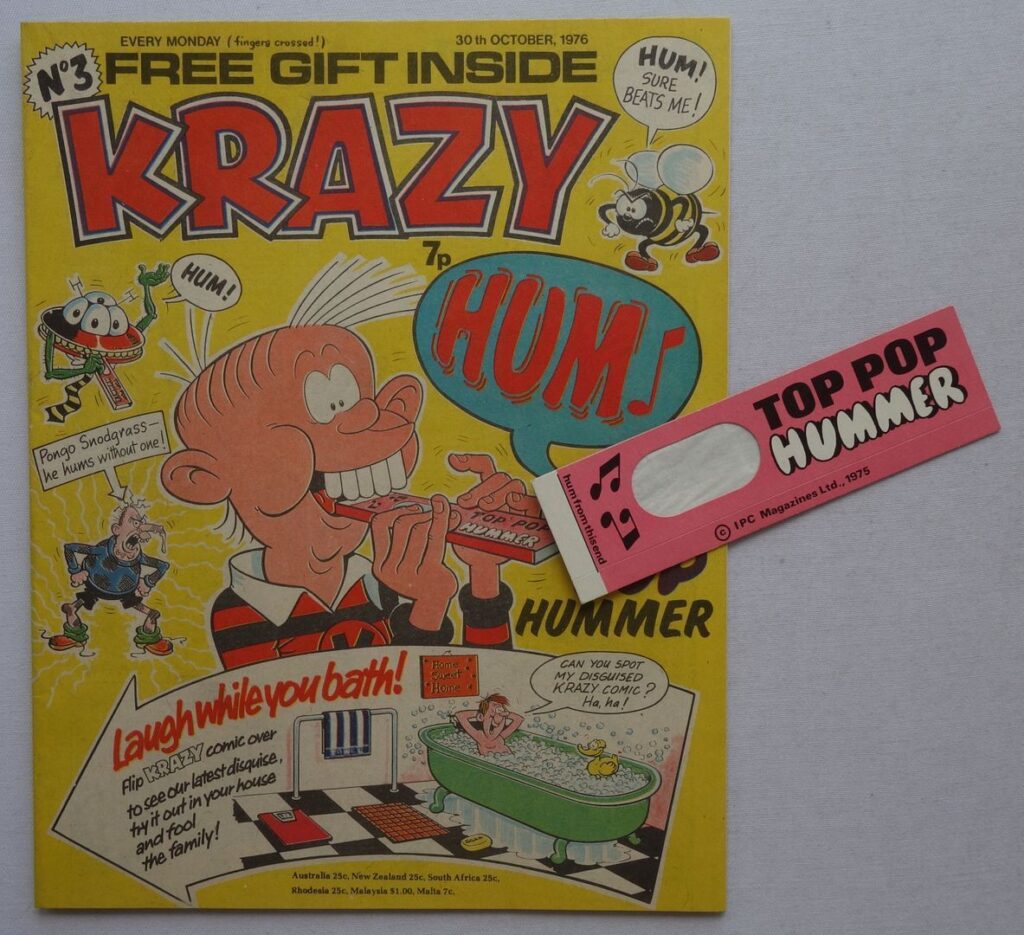 Krazy No. 3, cover dated 30th October 1976 With Free Gift – a Top Pop Hummer