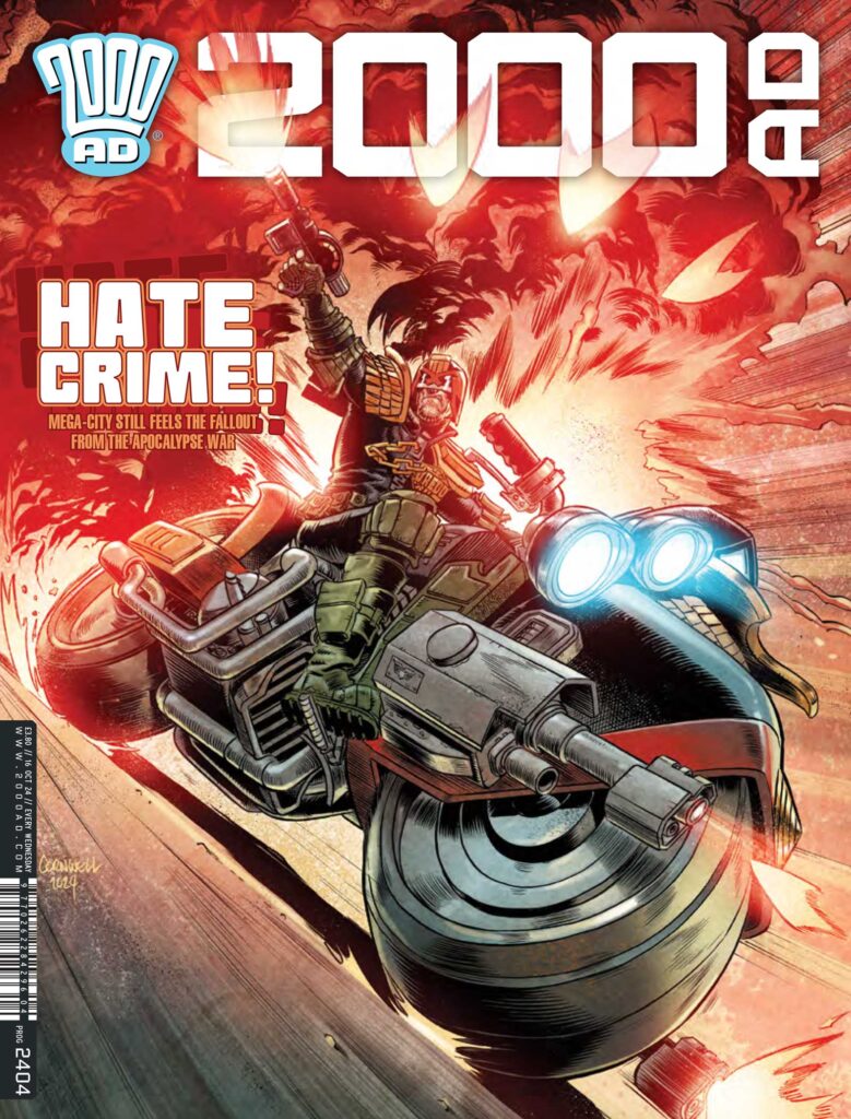 2000AD Prog 2404
UK and DIGITAL: 16 October £3.80
NORTH AMERICA: 4 December
DIAMOND: AUG242084
COVER: Dan Cornwell with Dylan Teague