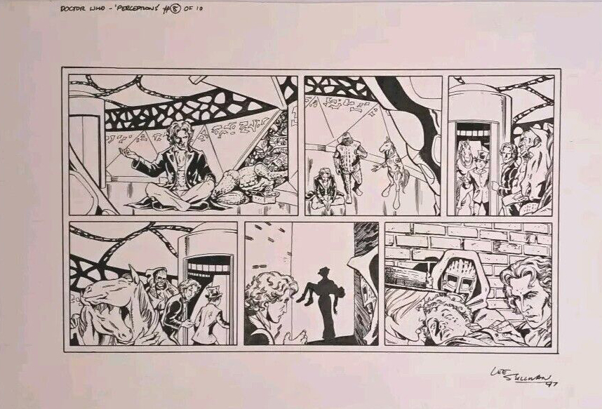 Original art for Episode Eight of the Radio Times Doctor Who strip, "Perceptions", written by Gary Russell, drawn by Lee Sullivan