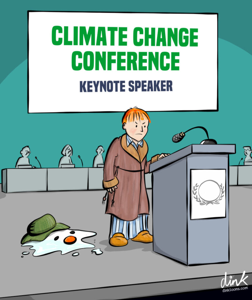Climate Change Conference - Keynote Speaker, a homage to Raymond Briggs by Chris "Dink" Williams