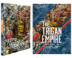 Side by side: the Treasury of British Comics webshop exclusive cover and paperback edition covers of The Rise and Fall of the Trigan Empire Volume VI (Rebellion, 2025)