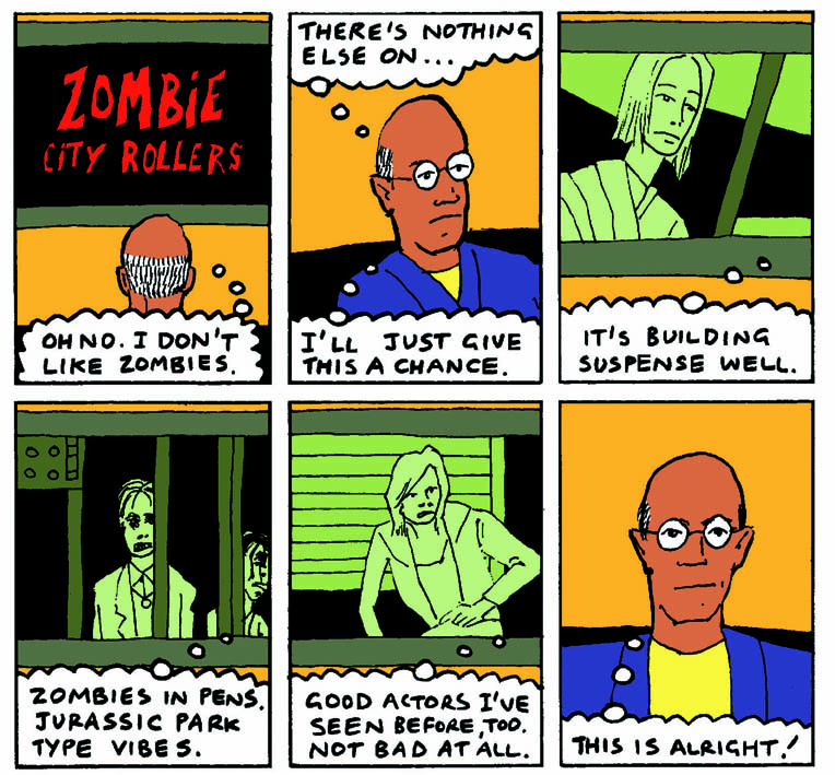 You Get What You Get (Fred Egg Comics 2024, published and written by David Robertson) - “Zombie City Rollers” - story, art: David Robertson