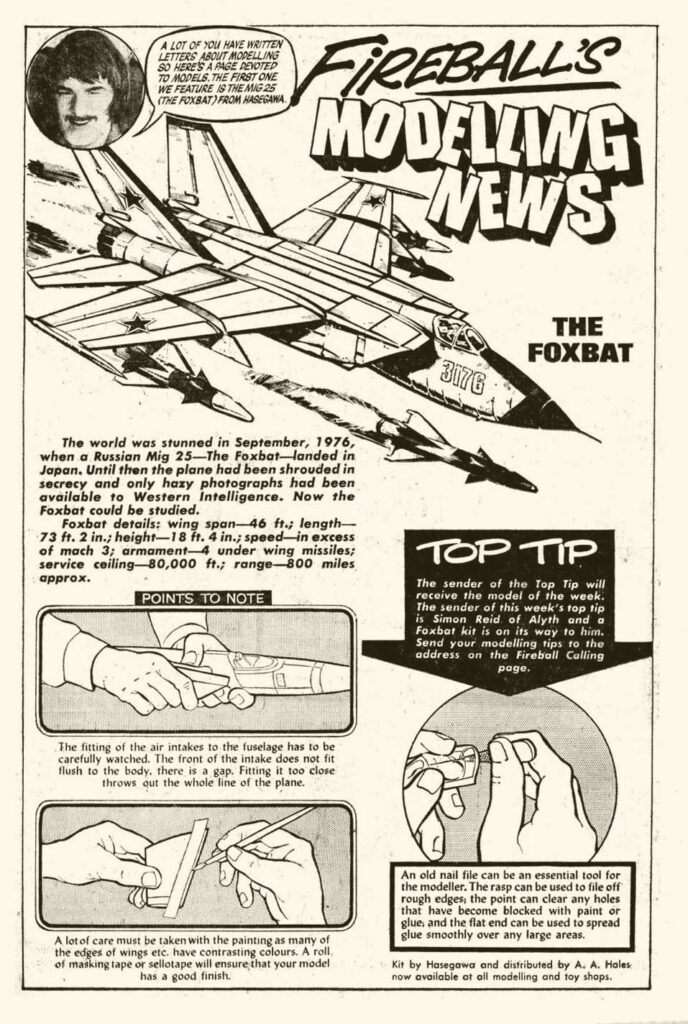 The first "Fireball's Modelling News" feature for Bullet, which ran in No. 116, cover dated 29th April 1978
