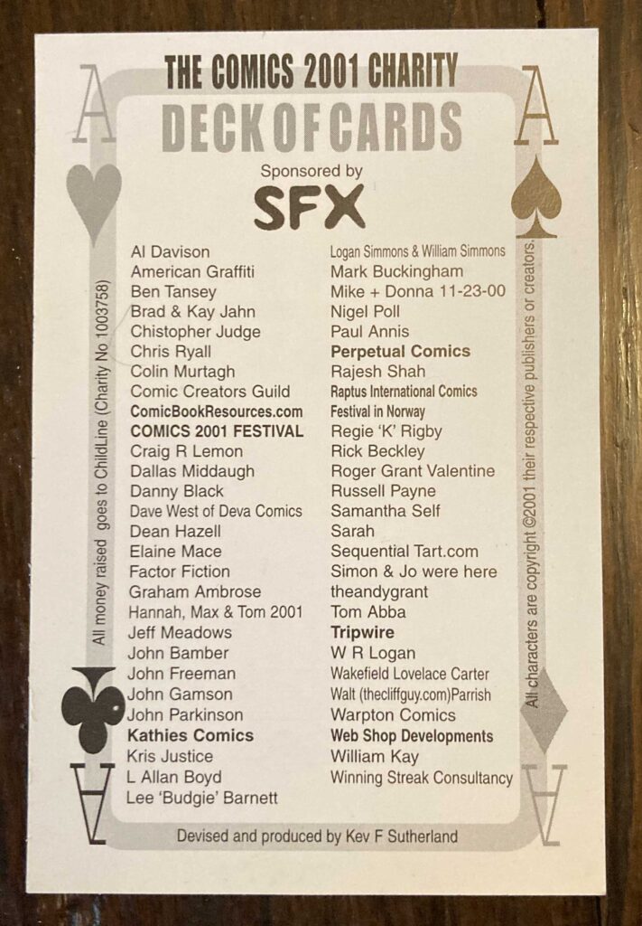 Charity Deck of Cards - 2001 - Checklist