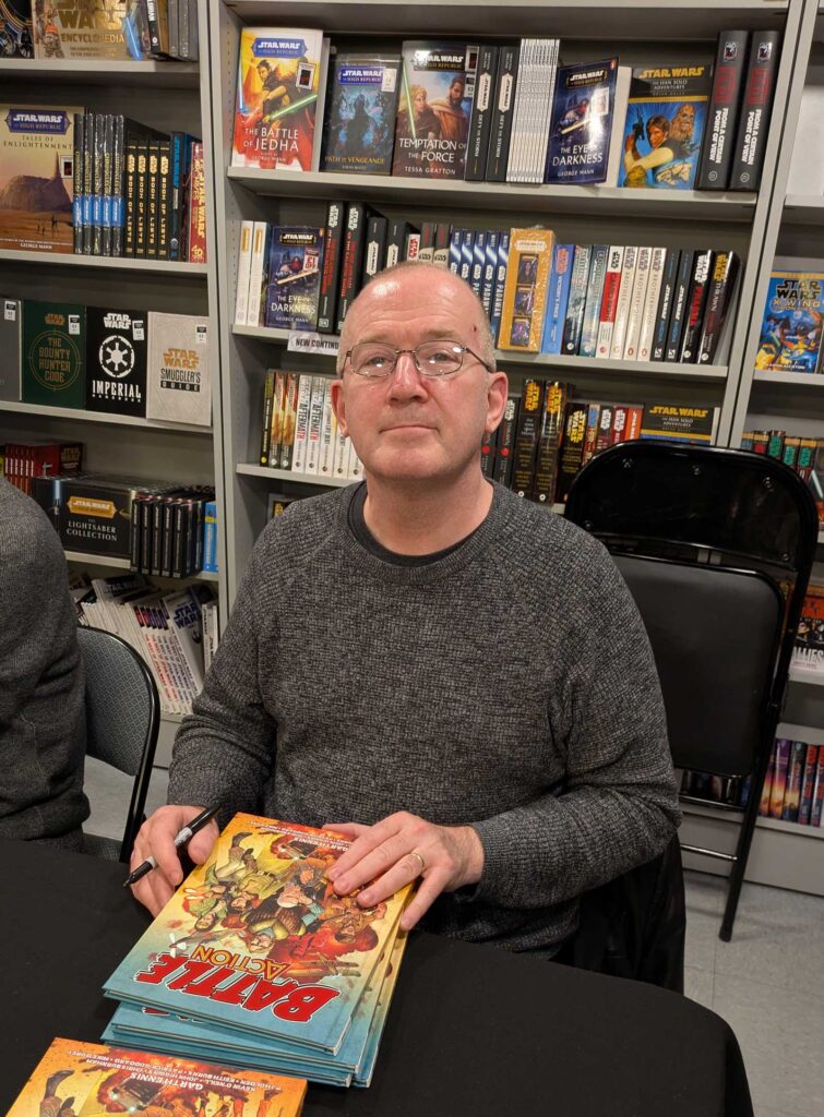 Forbidden Planet Battle Action Signing Event - Saturday 14th December 2024 at Forbidden Planet London Megastore. Garth Ennis. Photo: James Bacon