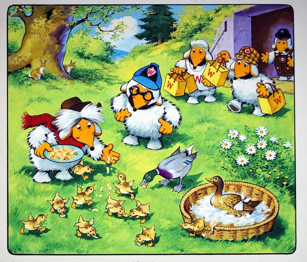 The Wombles: Ducks Go A-Dabbling! Original art for the pre-school children's comic Jack and Jill 5th November 1977 | Via The Illustration Art Gallery/Book Palace - click the images for larger versions