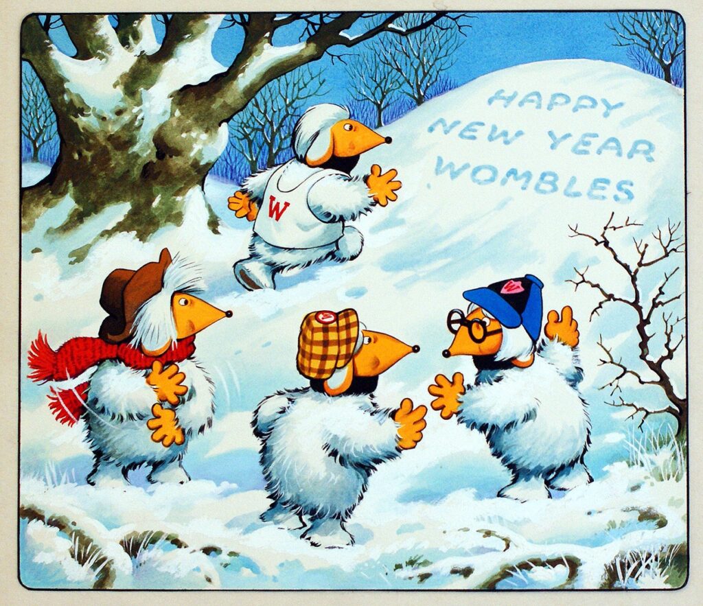 Jesus Blasco's illustration for Jack and Jill Weekly cover dated 6th January 1979, wishing the Wombles of Wimbledon Common a Happy New Year! | Via The Illustration Art Gallery/Book Palace