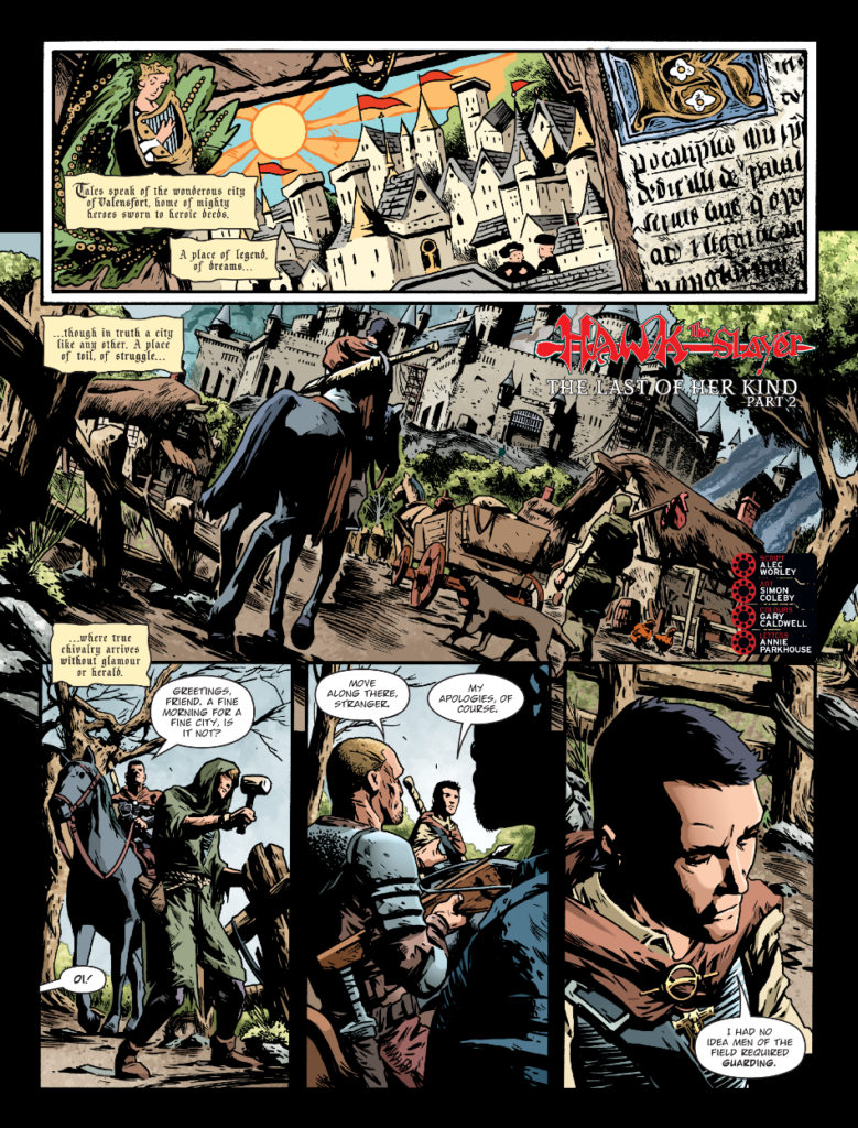 2000AD 2414 - HAWK THE SLAYER – THE LAST OF HER KIND
by Alec Worley (Writer) Simon Coleby (Artist) Gary Caldwell (Colourist) Annie Parkhouse (Letterer)
