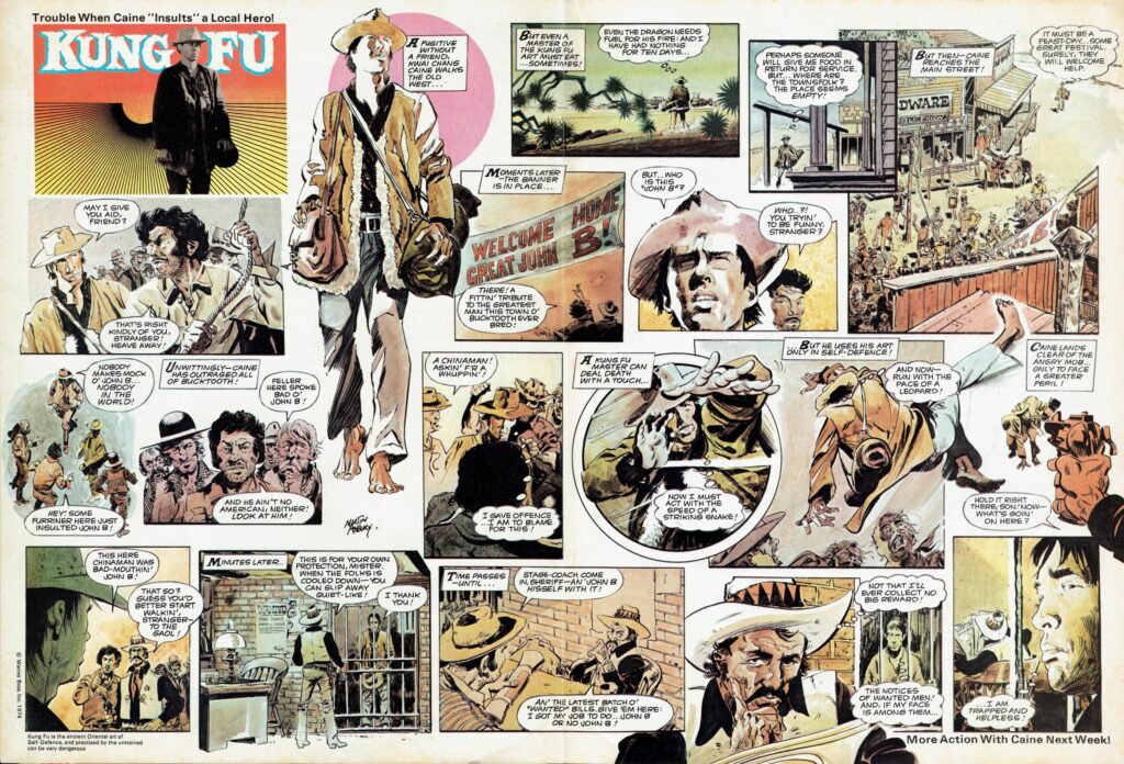 Martin Asbury's breakthrough colour work on "Kung-Fu" helped lift Look-in's circulation to new heights. Here's the first episode, from Look-In No. 12 (1974)