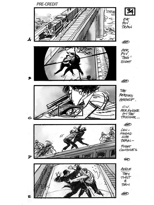 James Bond - Skyfall - Pre-Credits Storyboards by Martin Asbury