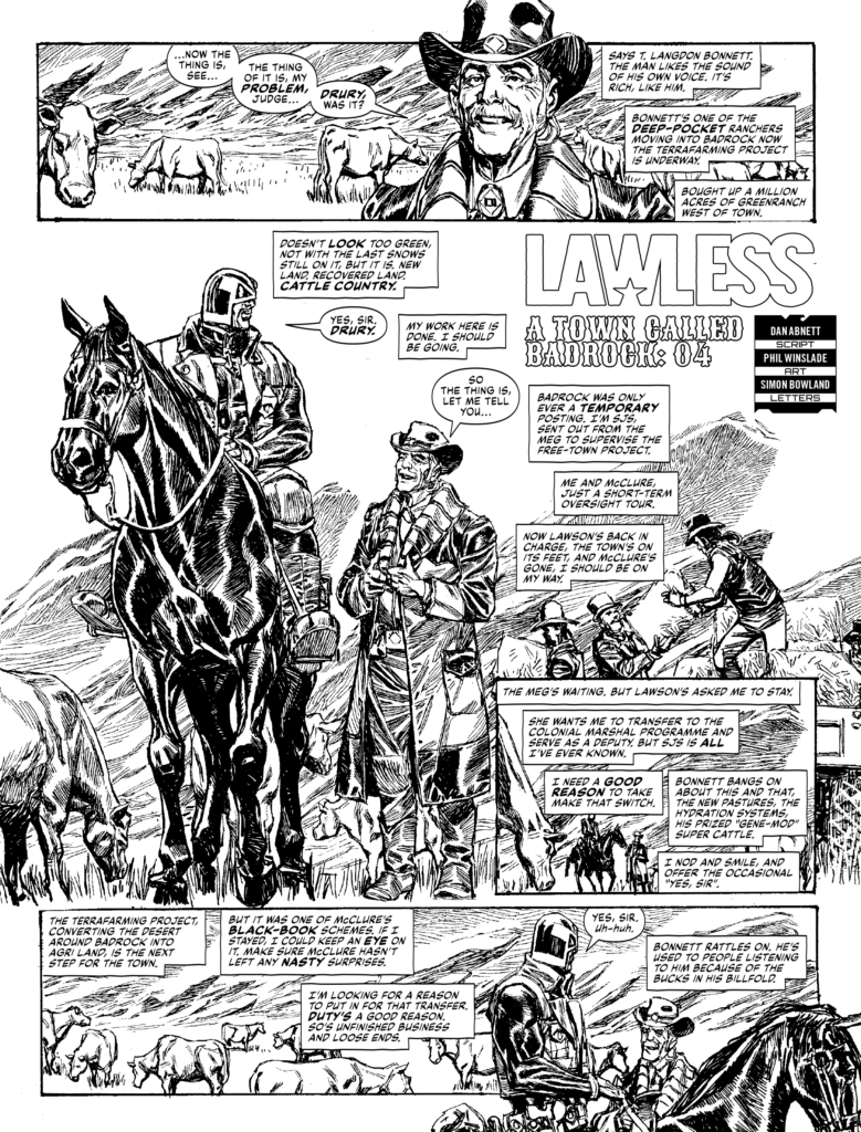JUDGE DREDD MEGAZINE 476 - LAWLESS // A TOWN CALLED BADROCK by Dan Abnett (Writer) Phil Winslade (Artist) Simon Bowland (Letterer)