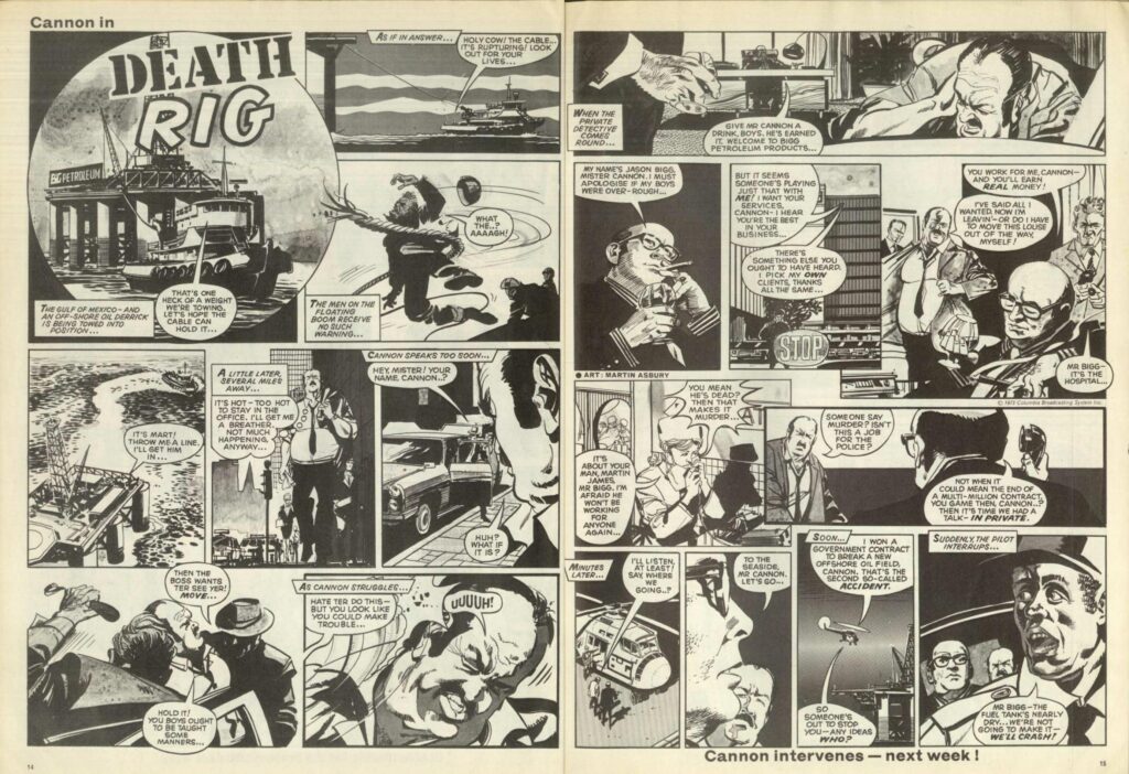 An episode of "Cannon", from TV Action No.127, published in August 1973. Art by Martin Asbury