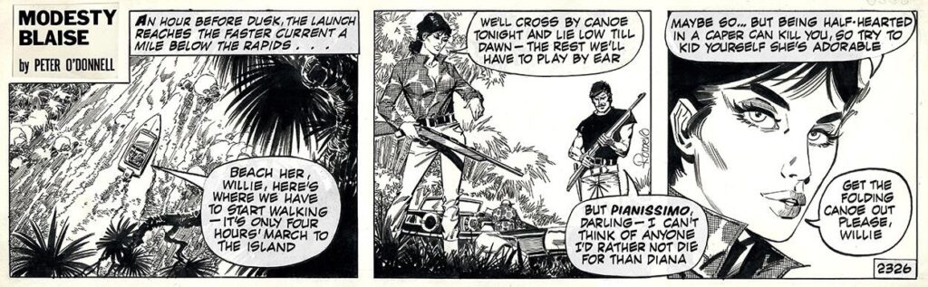 “Modesty Blaise” No. 2126, from the story “Warlords of Phoenix”, art by Enrique Badia Romero