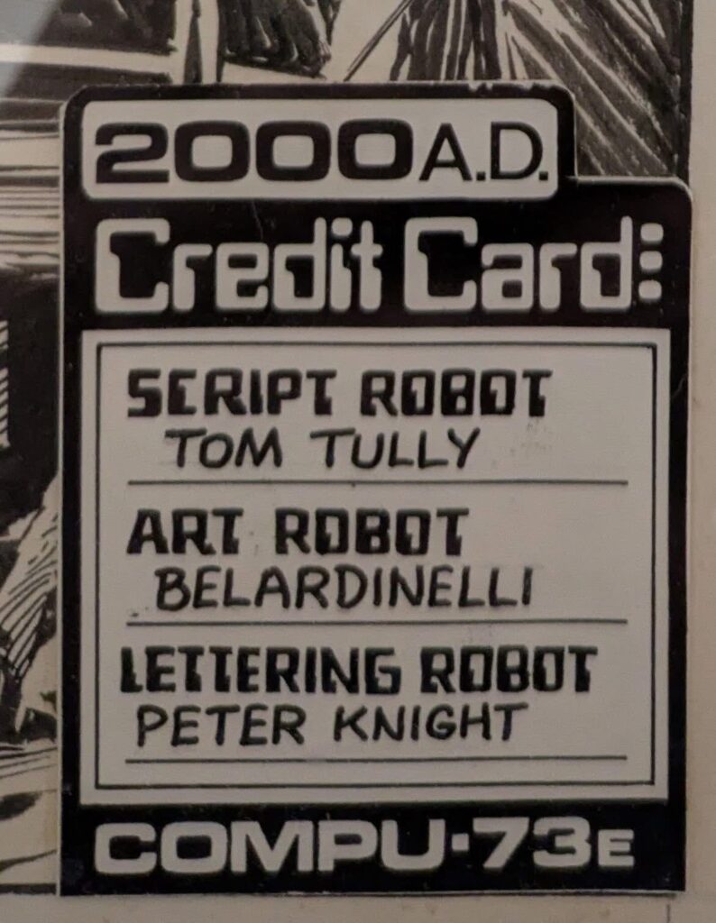 The “Compu 73E credit card” from 2000AD by Kevin O'Neill is among the gems Editor’s Cut will feature, and the story behind the distinctive graphic