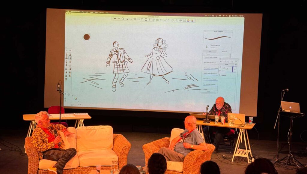 Mike Collins drawing away. Photo: Andrew Mark Sewell