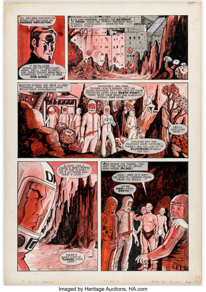 2000AD's version Dan Dare explores another of the dangerous "Lost Worlds" in a story from the 1979 2000AD Annual. Art by Adrian D. Beeton. (Fleetway 1978)