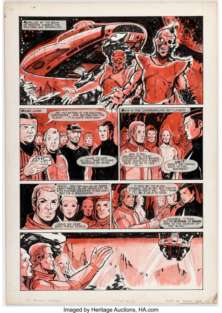 2000AD's version Dan Dare explores another of the dangerous "Lost Worlds" in a story from the 1979 2000AD Annual. Art by Adrian D. Beeton. (Fleetway 1978)