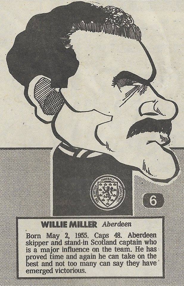 Malky McCormick Willie Miller caricature for the 1986 World Cup