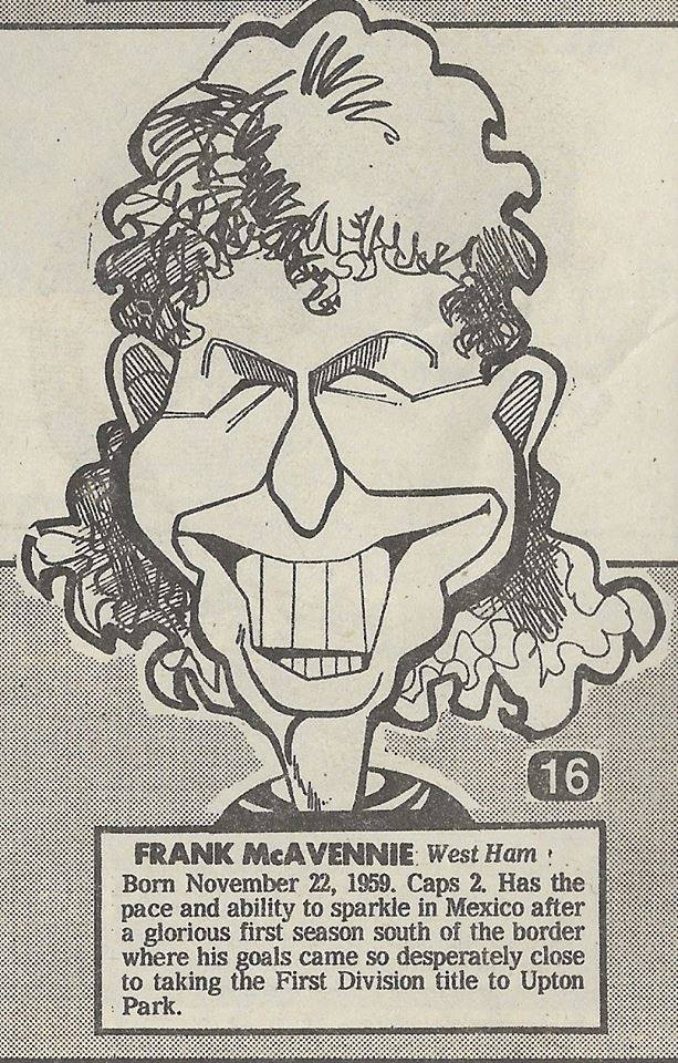 Malky McCormick Frank McAvennie caricature for the 1986 World Cup