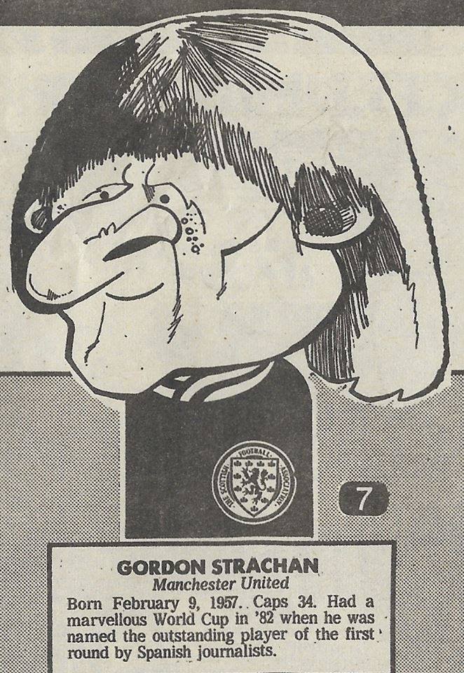 Malky McCormick Gordon Strachan caricature for the 1986 World Cup