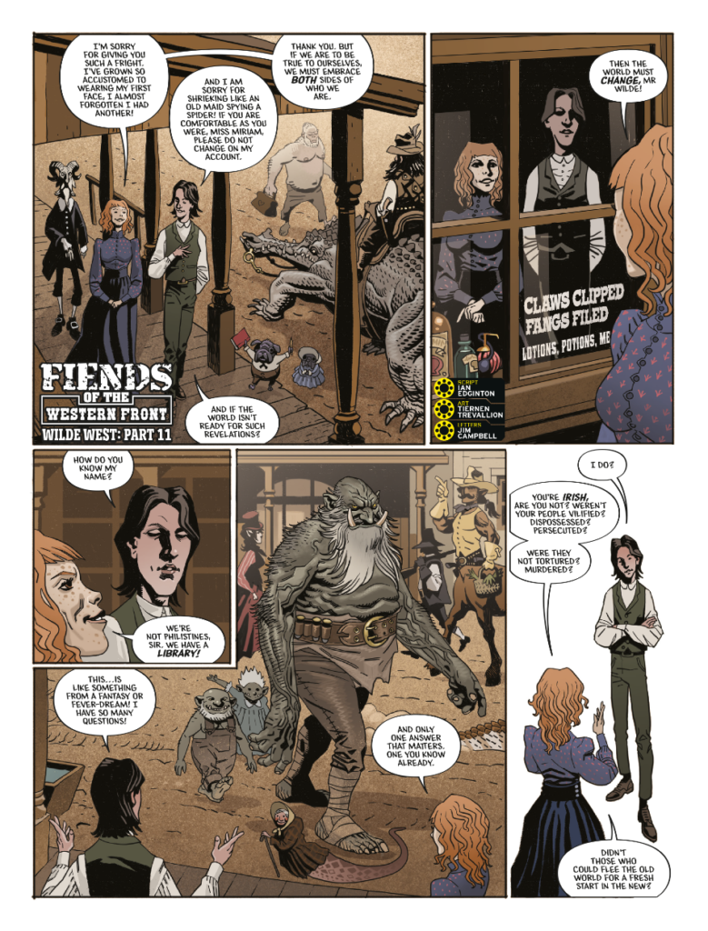 2000AD Prog 2423 - FIENDS OF THE WESTERN FRONT // WILDE WEST, Part Eleven | Script: Ian Edginton / Art: Tiernen Trevallion / Letters: Jim Campbell