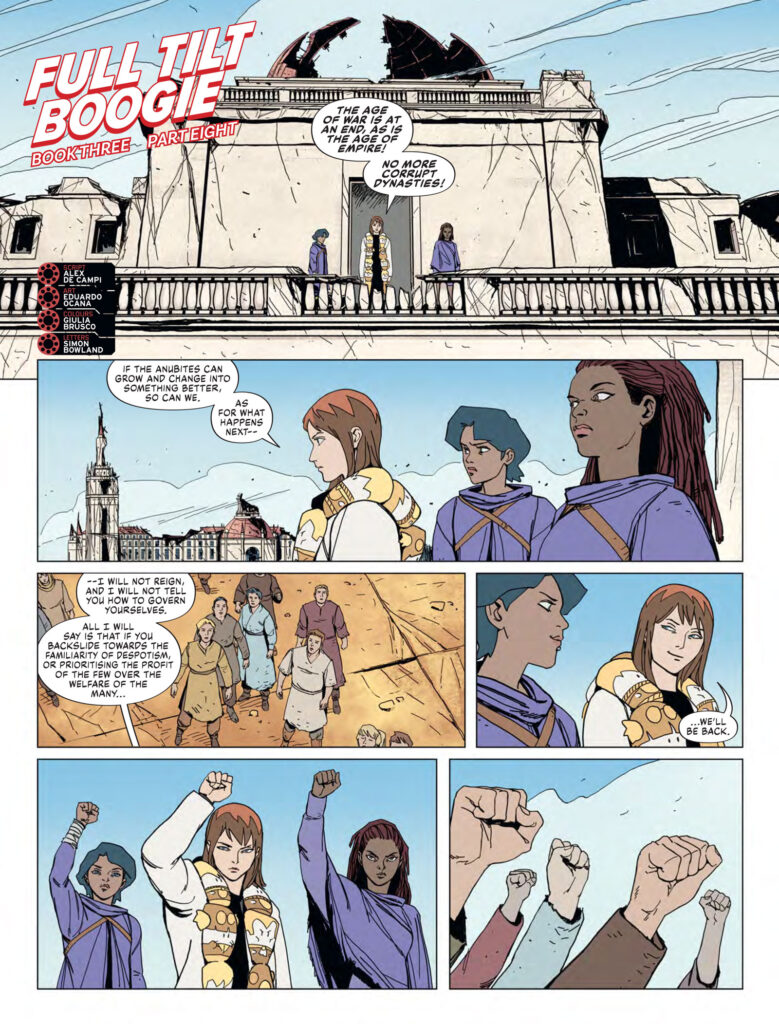 2000AD 2425 - FULL TILT BOOGIE // BOOK THREE 
by Alex de Campi (Writer) Eduardo Ocana (Artist) Giulia Brusco (Artist) Simon Bowland (Letterer)