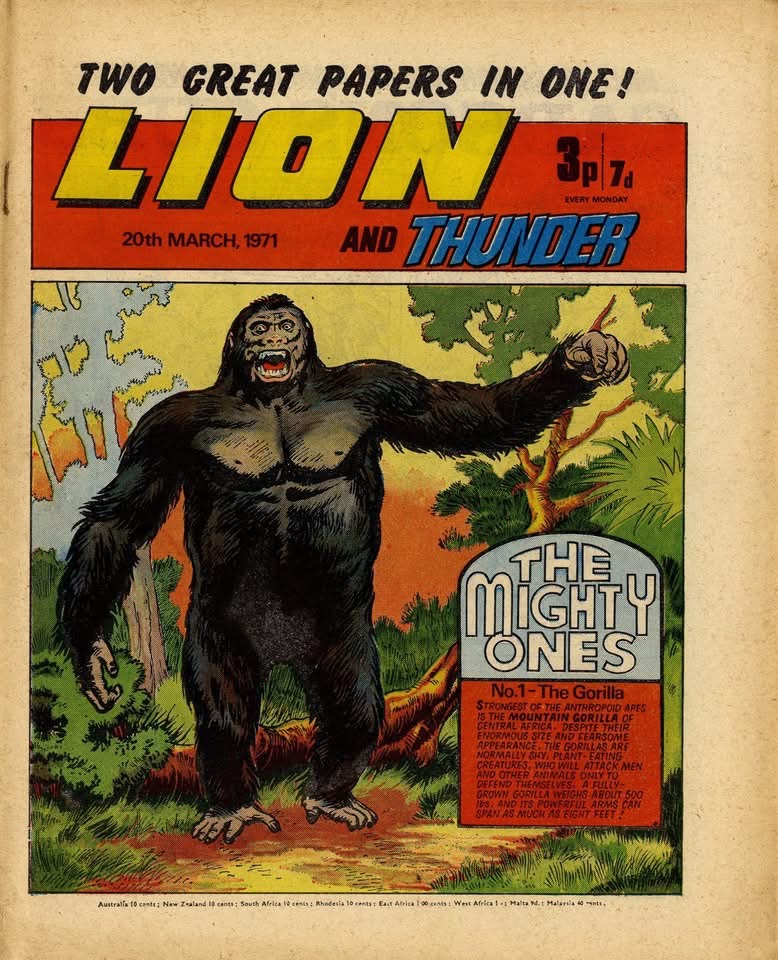 Lion and Thunderbirds cover dated 20th March 1971 - first merger issue