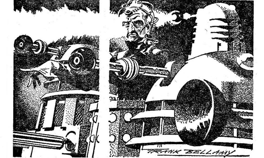 Art to promote the first screening of The Genesis of the Daleks in 1975 by Frank Bellamy