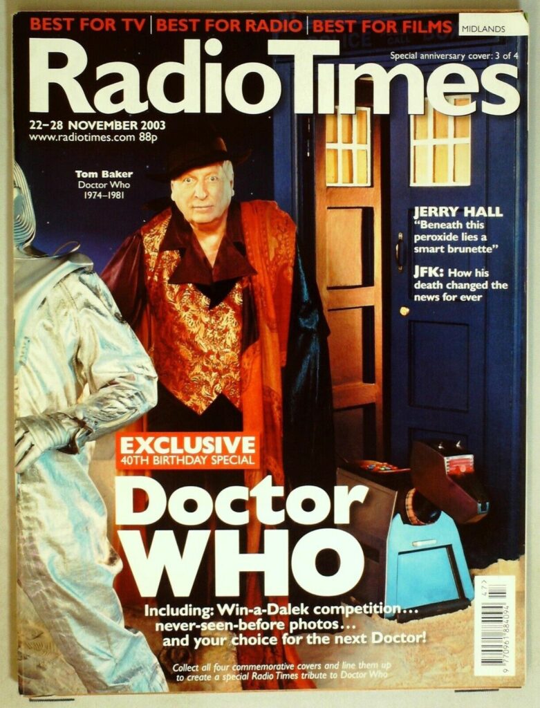 Radio Times cover dated November 22nd - 28th 2003 featuring Doctor Who - Tom Baker